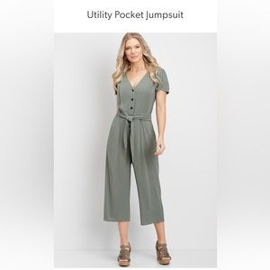 Maurices Green Utility Pocket Jumpsuit Size L